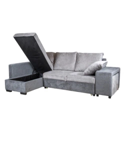 DIVANO ANGOLARE BELLAHOME "JESSY" CON CONTENITORE, POUF E PENISOLA SINISTRA 247X155X94 CM